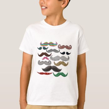 Mustache Collage Mustaches Popular Add Color Text T-shirt by Lorriscustomart at Zazzle