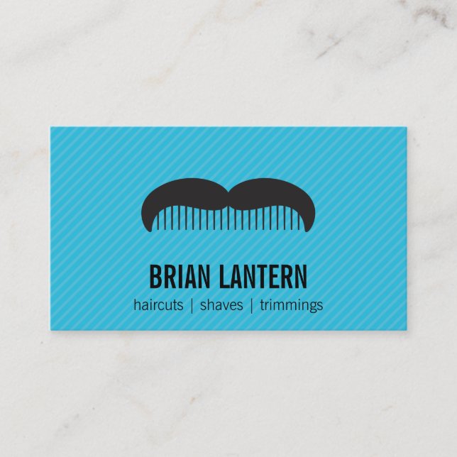 Mustache Comb | Shaves Hair Cuts Business Card (Front)