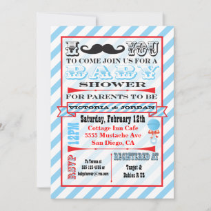 Mustache Couples Baby Shower Invitations