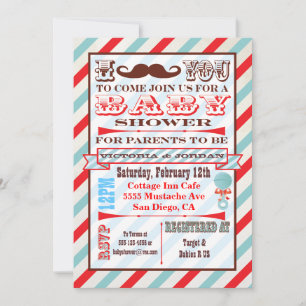 Mustache Couples Baby Shower Invitations