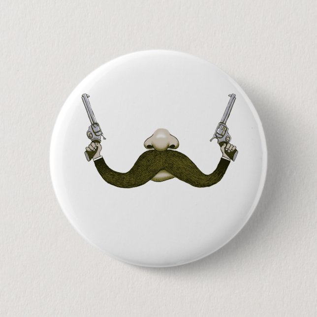 Mustache Cowboy Pinback Button (Front)
