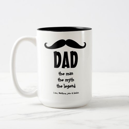 Mustache custom Fathers day Two_Tone Coffee Mug