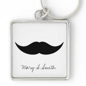 Mustache Custom Name Keychain