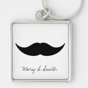 Mustache Custom Name Keychain