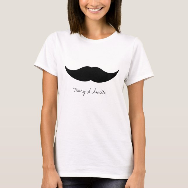 Mustache Custom Name T-Shirt (Front)