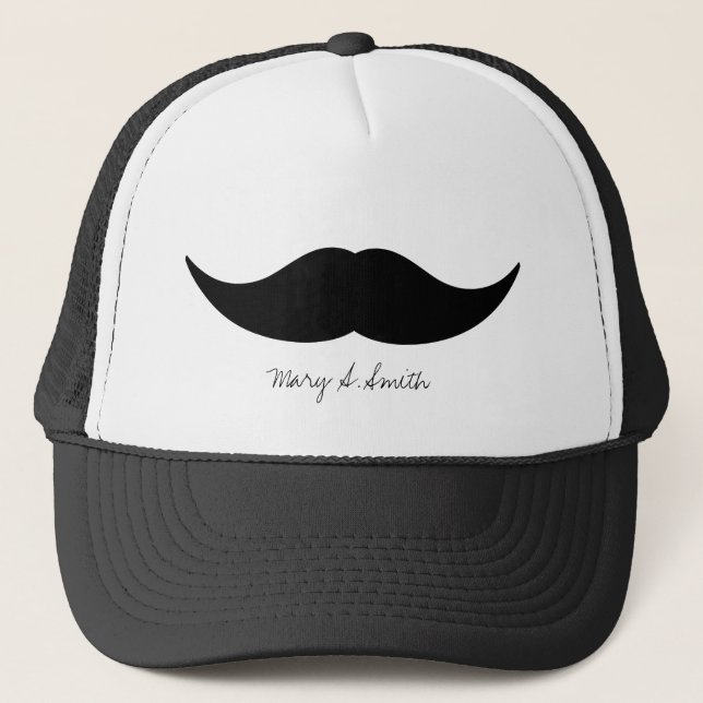 Mustache Custom Name Trucker Hat (Front)