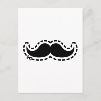Mustache cut out postcard
