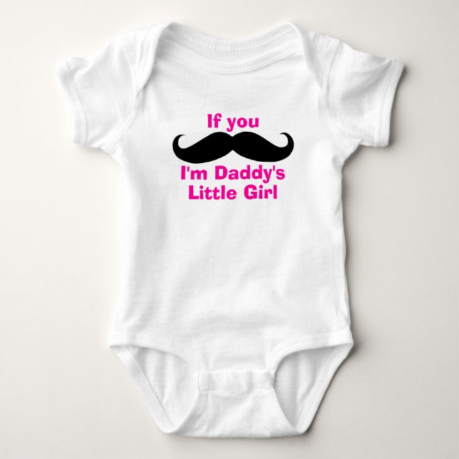 Mustache Daddy's Little Girl Baby Bodysuit (Front)
