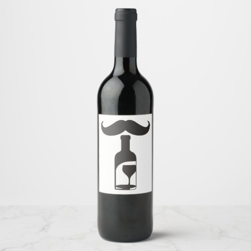 Mustache Design Art  Wine Label
