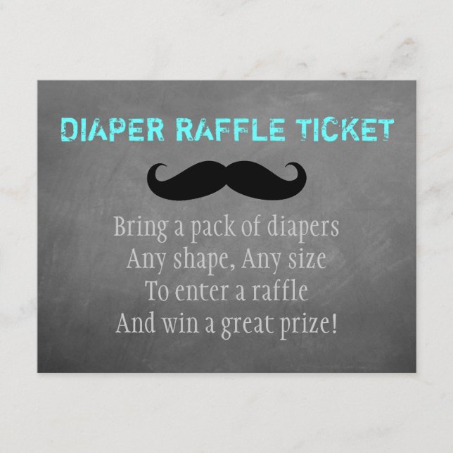 Mustache Diaper Raffle Ticket Enclosure Card (Front)