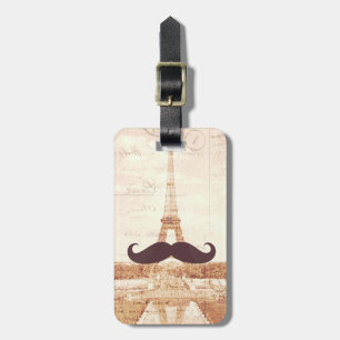 Mustache Eiffel Tower Luggage Tag