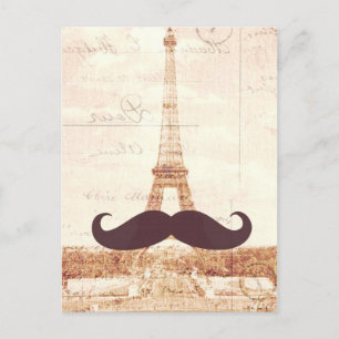 Mustache Eiffel Tower Postcard