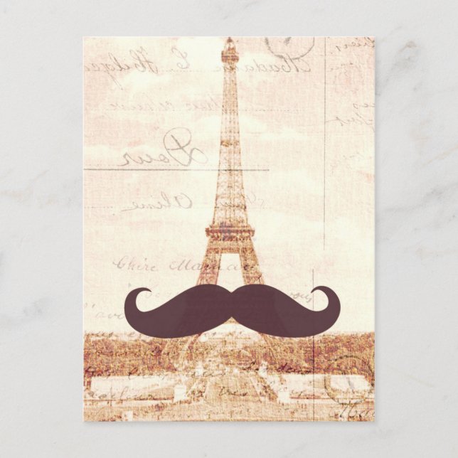 Mustache Eiffel Tower Postcard (Front)