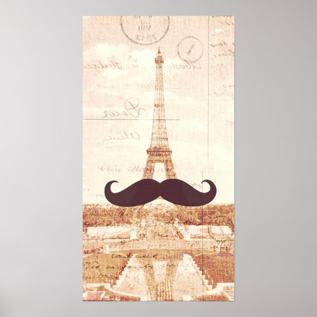 Mustache Eiffel Tower Poster (Front)
