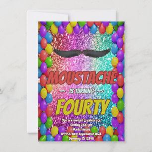 Mustache Facial Hair Hipster Stache Party Invite