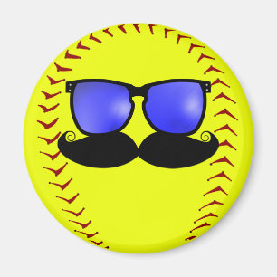 Mustache Fastpitch Softball Magnet
