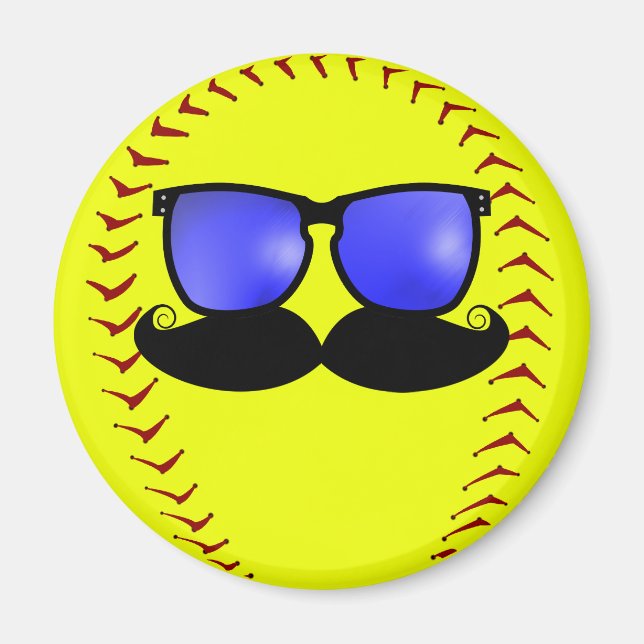 Mustache Fastpitch Softball Magnet (Front)