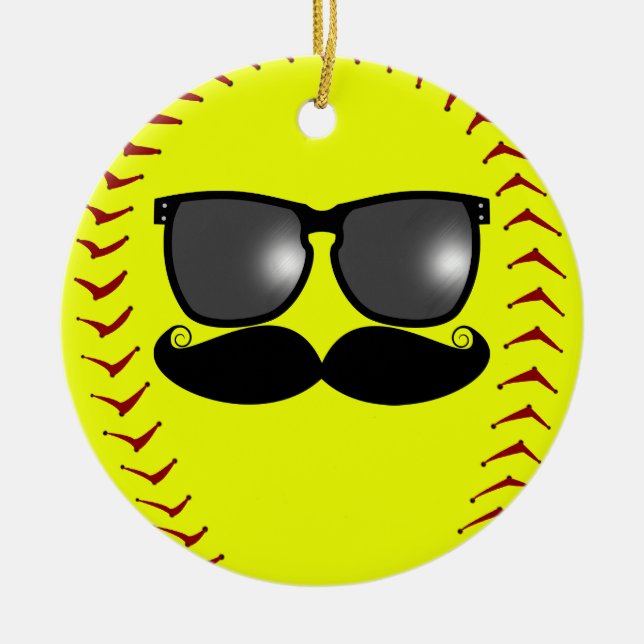 Mustache Fastpitch Softball Ornament (Front)