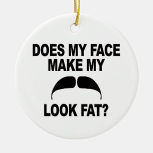Mustache Fat Ceramic Ornament