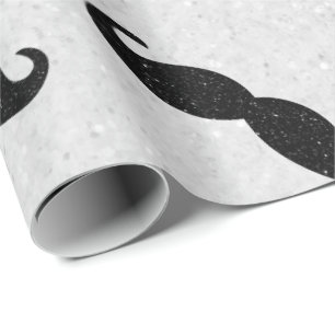Mustache Father's Day Glitter Wrapping Paper