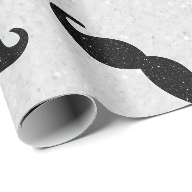 Mustache Father's Day Glitter Wrapping Paper (Roll Corner)