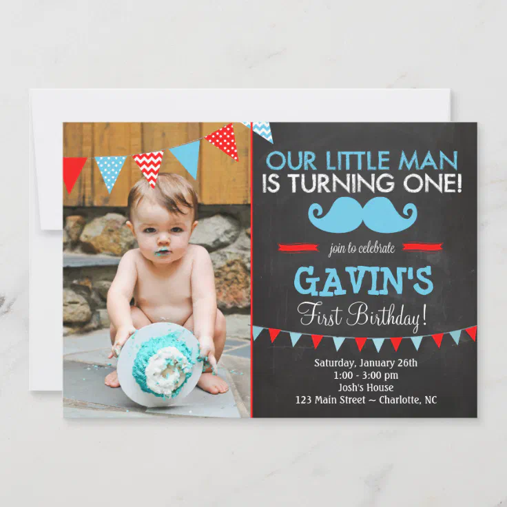 Mustache First Birthday Invitation | Zazzle