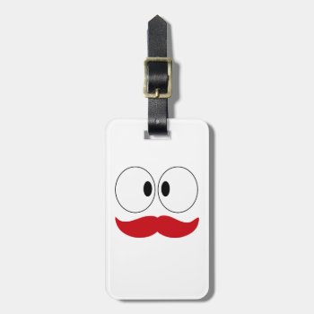 Mustache Funny Face With Eyes Luggage Tag by Ricaso_Designs at Zazzle