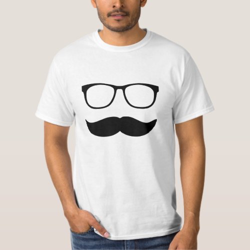 Mustache Funny Face With Glasses T_Shirt