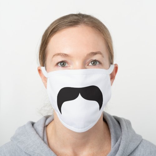 Mustache Funny Facial Hair Large White Cotton Face Mask
