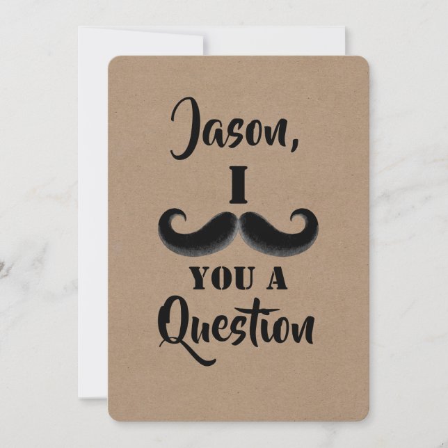 Mustache Funny Groomsman or Best Man Proposal Invitation (Front)