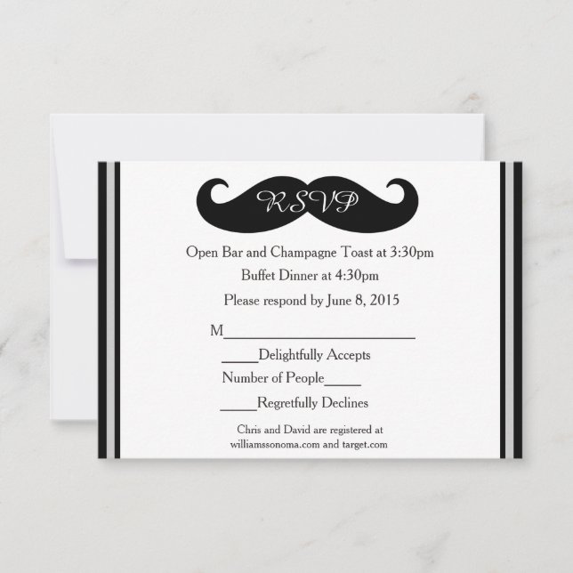 Mustache Gay Wedding Response Cards (Front)