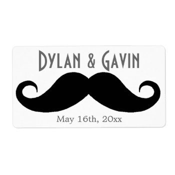 Mustache Gay Wedding Water Bottle Labels by LaBebbaDesigns at Zazzle