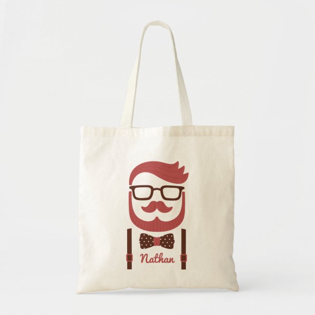 Mustache Gentleman and Bowtie Tote Bag (Front)