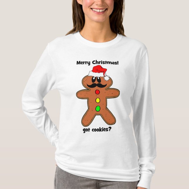 mustache gingerbread man T-Shirt (Front)