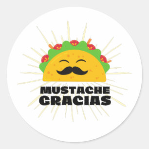 Mustache Gracias, Spanglish Classic Round Sticker