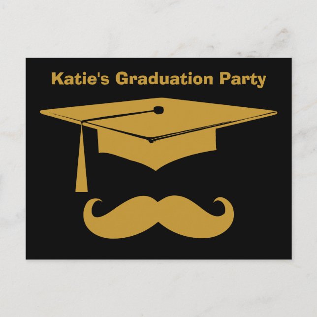 Mustache Graduation Invitation Postcard (Front)