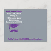 Mustache Graduation Purple Announcement Postcard (Back)