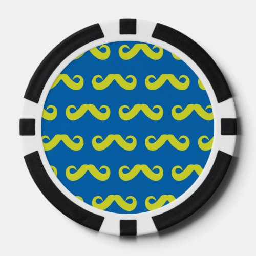 Mustache Green Blue Poker Chips