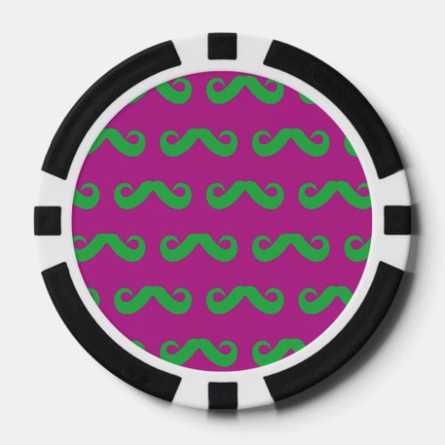 Mustache Green Magenta Poker Chips