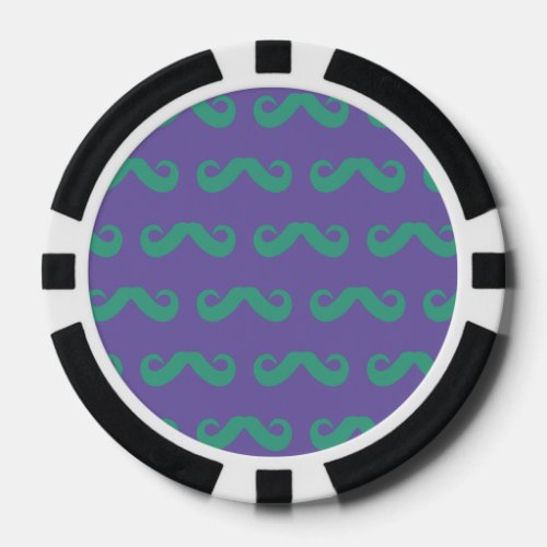 Mustache Green Purple Poker Chips