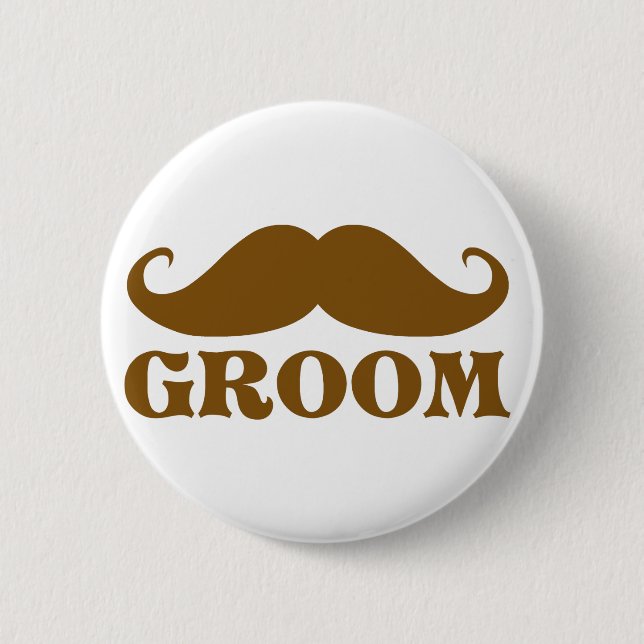 Mustache Groom Button (Front)