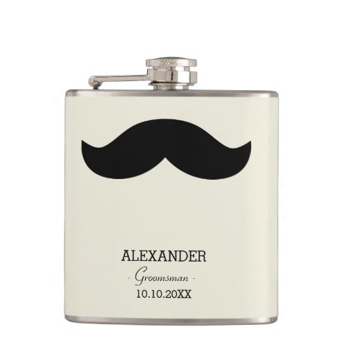 Mustache Groomsman Gift Custom Name Flask