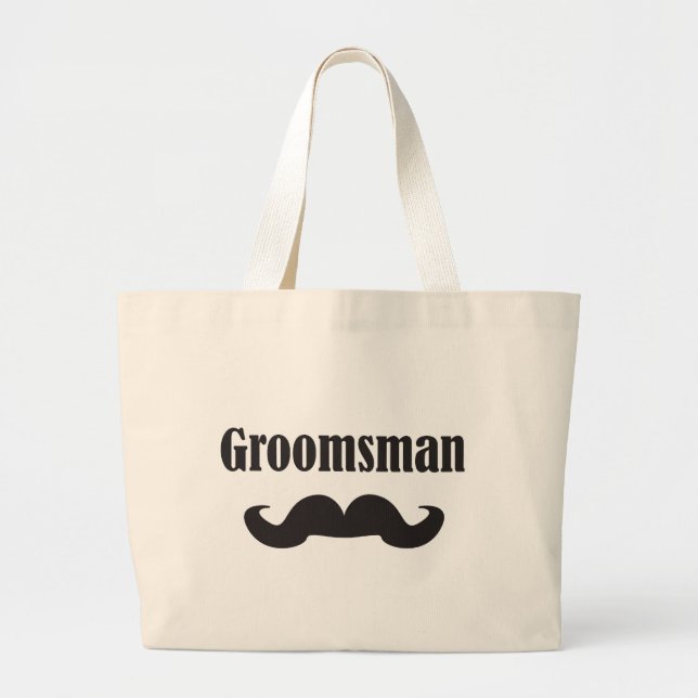 Mustache Groomsman Large Tote Bag (Front)
