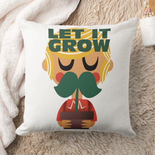 Mustache Growth Adventure Throw Pillow (Blanket)