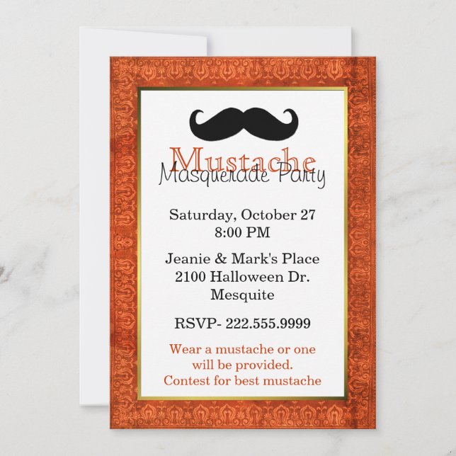 Mustache Halloween Party Invitation (Front)