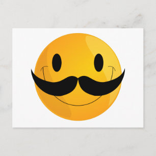 Mustache Happy Face Emoji Postcard