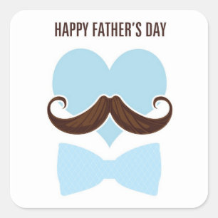Mustache happy father's day from you little boy square sticker