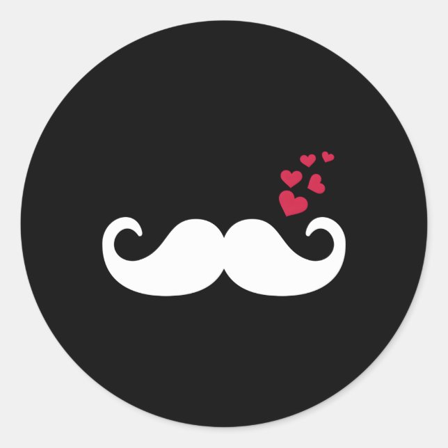 Mustache He Classic Round Sticker (Front)