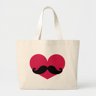 Mustache Heart Large Tote Bag