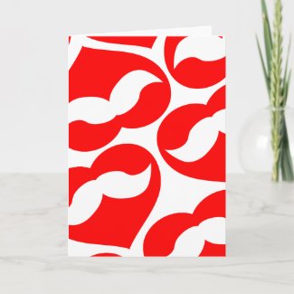 Mustache Heart Pattern Greeting Cards